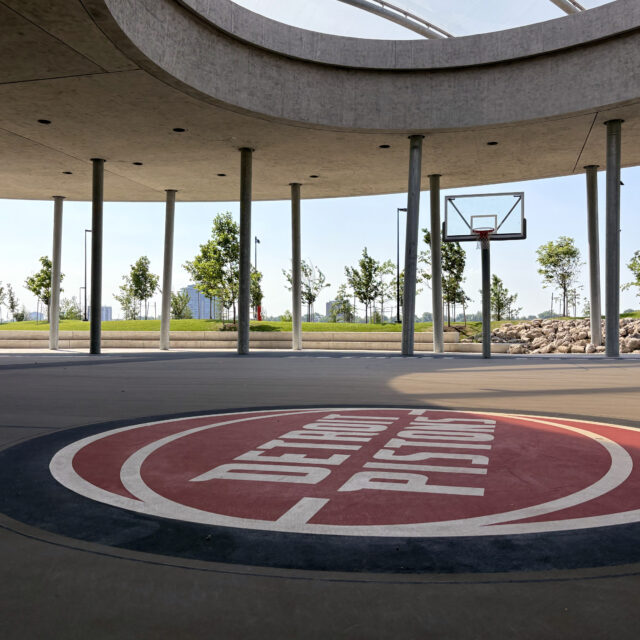 Detroit Piston Basketball courts at Ralph C. Wilson Centennial Park